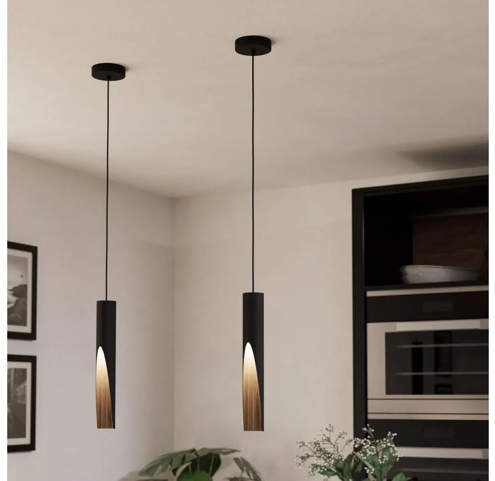 Eglo 901732 - Lampadario LED a sospensione con filo BARBOTTO 1xGU10/4,5W/230V 3000K nero/marrone