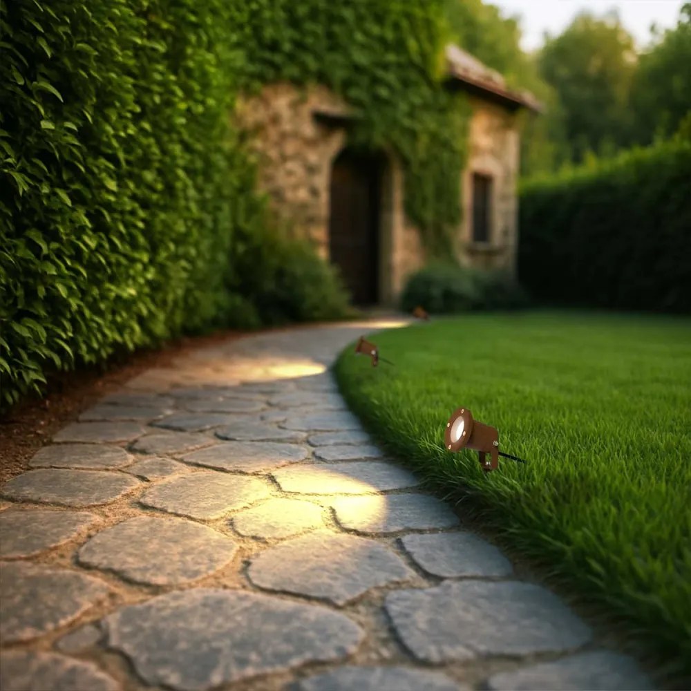 Faretto da Giardino con Picchetto GU10 - CORTEN Colore Corten
