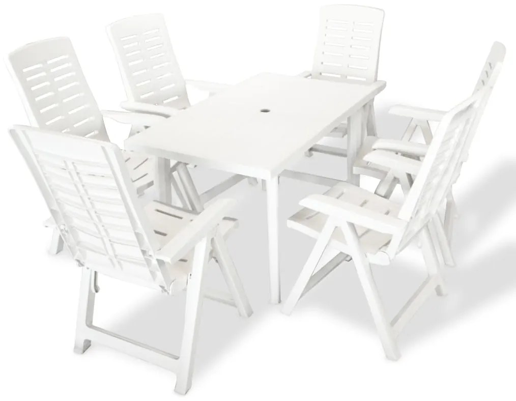 Set da Pranzo da Giardino 7 pz in Plastica Bianco