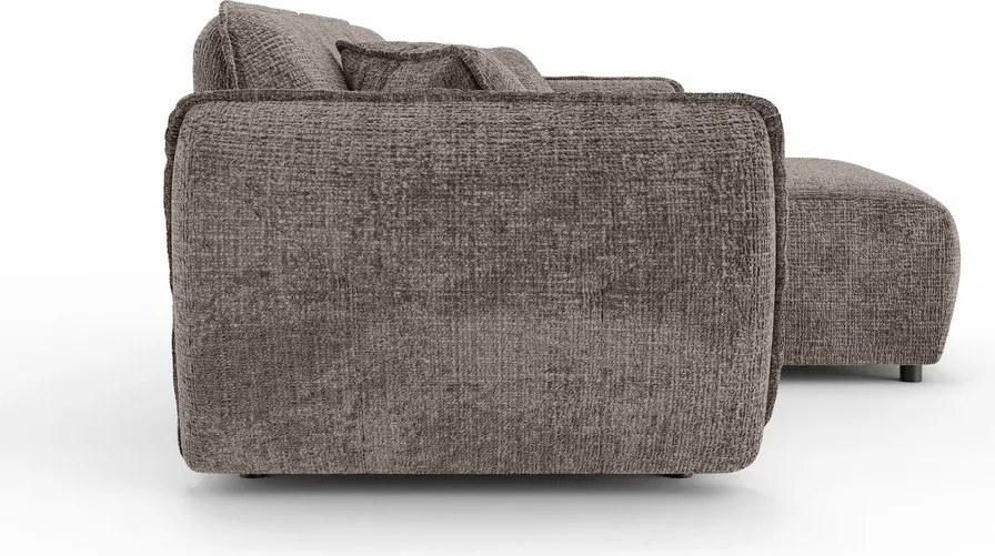 Divano angolare grigio tortora (con penisola a destra/con chaise lounge) con rivestimento in ciniglia Nelia – Ropez