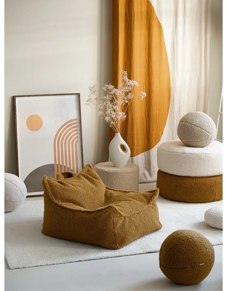 Pouf a sacco per bambini marrone con rivestimento in bouclé Chair – Wigiwama