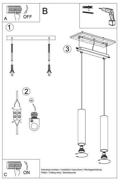 Sollux SL.1480 - Lampadario a sospensione con filo LAGOS 2xGU10/10W/230V color crema