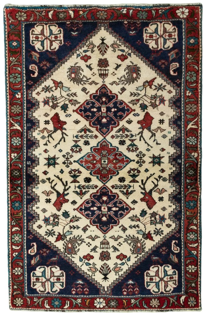 Shiraz Tappeto 100 x 160 Beige (Iran) Annodato A Mano