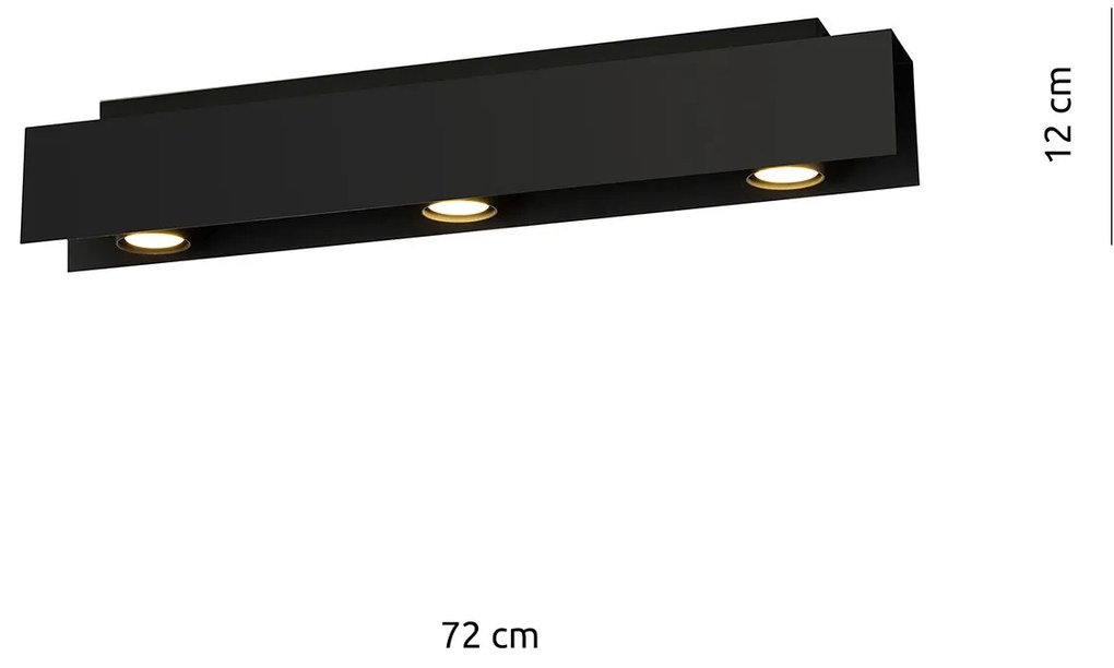 Plafoniera Moderna 3 Luci Cassiopea In Acciaio Nero