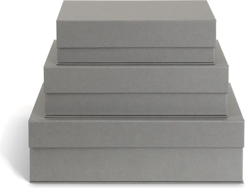 Scatole in set con coperchio grigie in cartone 3 pz 42,5x29,5x13 cm Kian Paper Laminate – Bigso