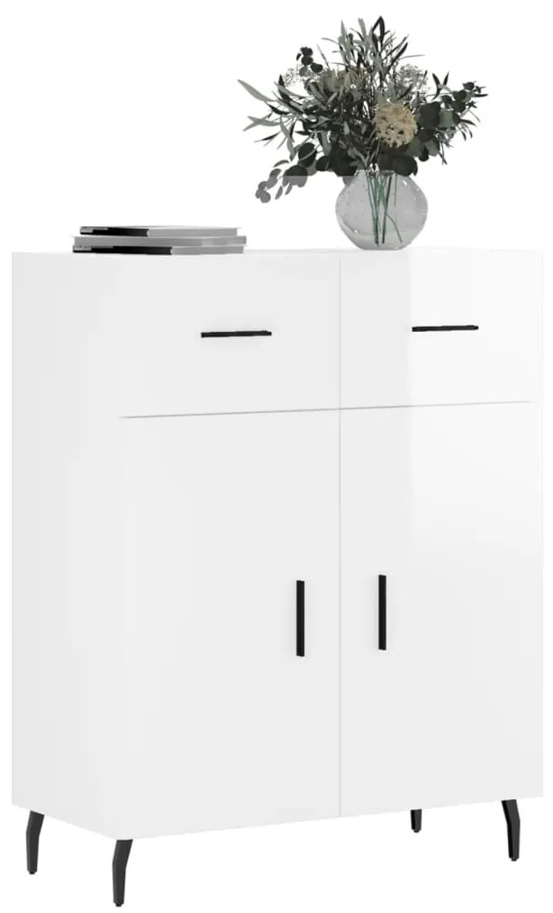 Credenza 69,5x34x90 cm in legno multistrato bianco lucido