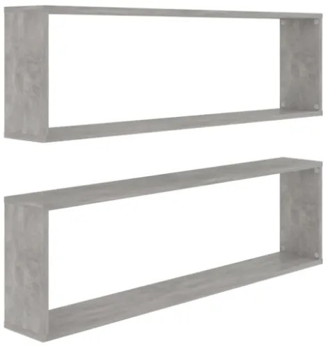 Mensole a Cubo 2 pz Grigio Cemento 100x15x30 cm in Truciolato