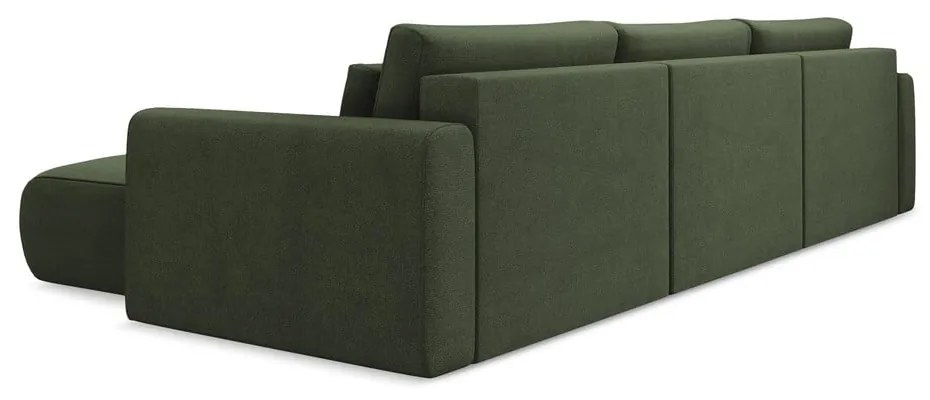 Divano angolare color kaki allungabile/con contenitore (a U) Kapua – Makamii