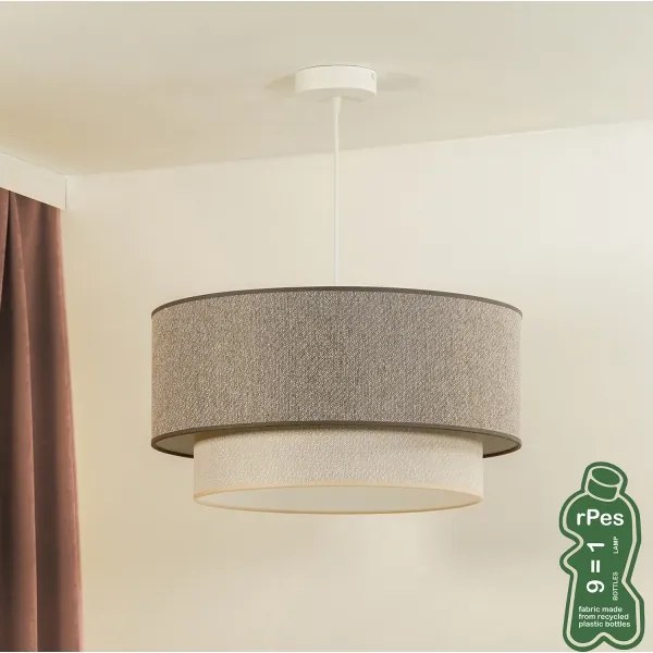 Duolla- Lampadario a sospensione con filo BOHO ECO RECYCLING 1xE27/15W/230V diametro 45 cm marrone/color crema