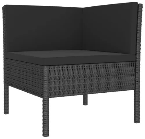 Set Divani da Giardino 6 pz con Cuscini in Polyrattan Nero