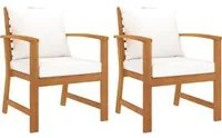 Sedie da Giardino 2 pz con Cuscini Crema Legno Massello Acacia 318340