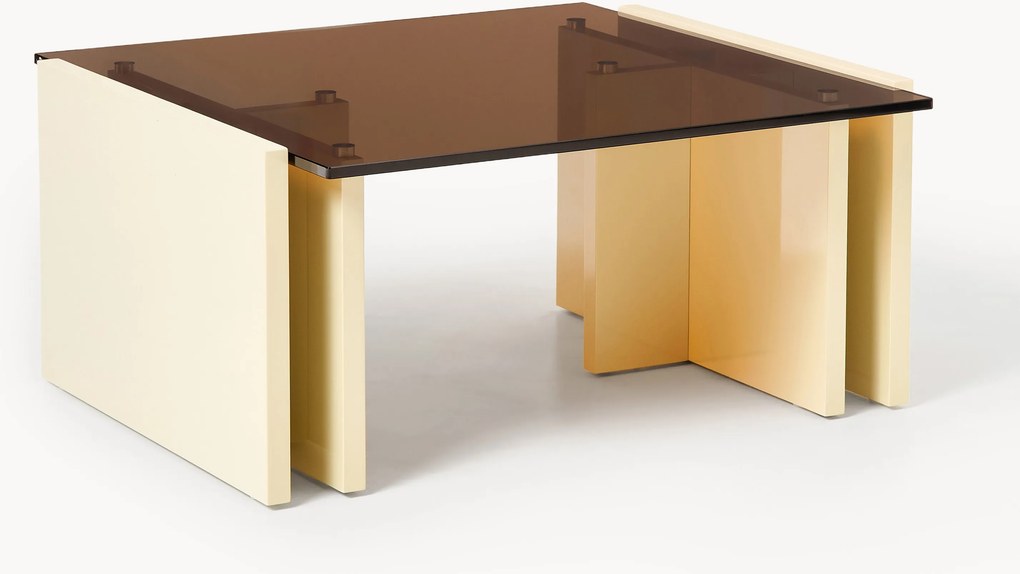 Tavolino da salotto con piano in vetro Elam