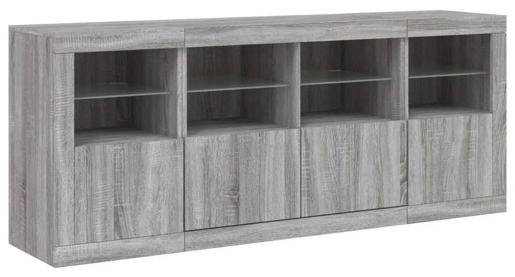 Credenza con luci led grigio sonoma 163x37x67 cm