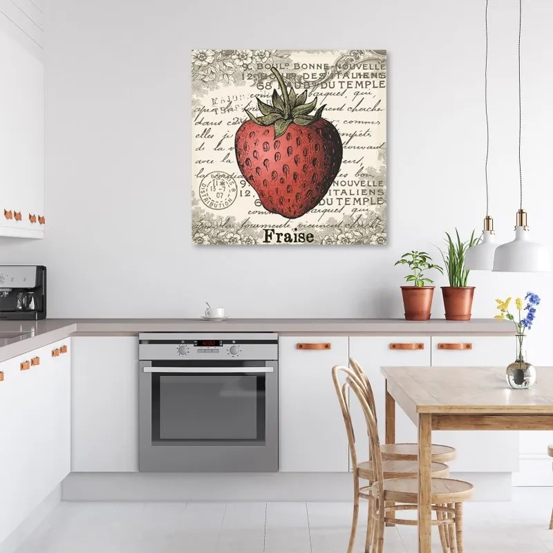 Quadro su tela, Strawberry Vintage  Dimensioni 30x30