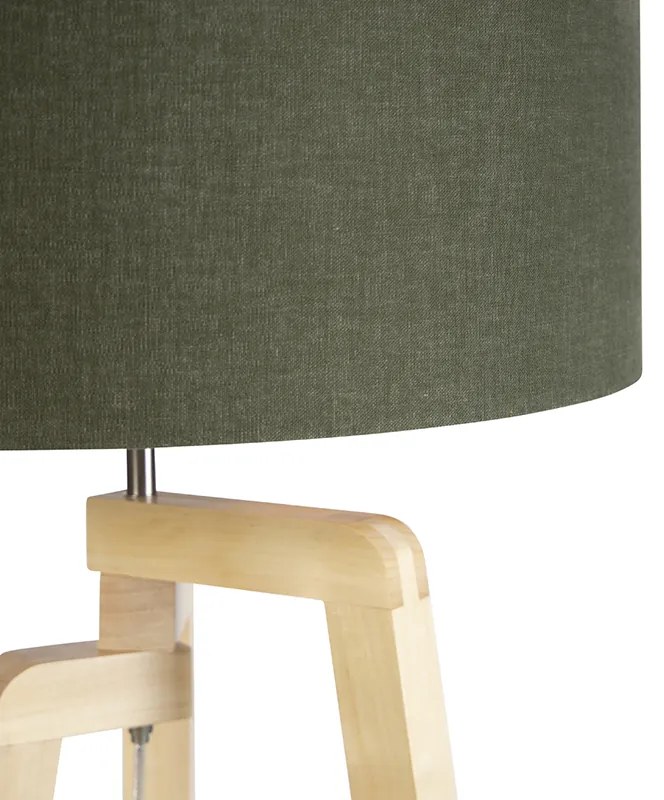 Lampada da terra a treppiede in legno con paralume 50 cm verde - Puros