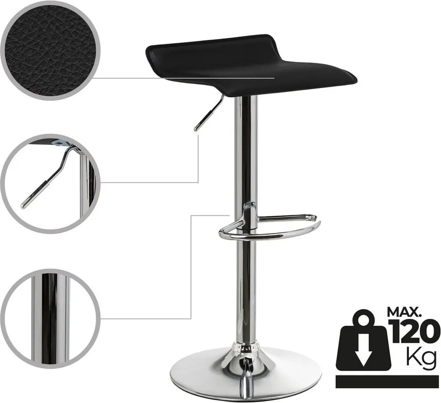 Set di sedie da bar nera in imbottito con altezza regolabile 2 pz (altezza della seduta 63 cm) – Casa Selección