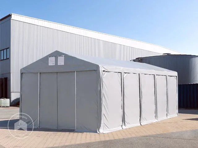 TOOLPORT 6x12m tenda capannone, altezza 4,0m porta scorrevole, PVC 850, grigio, senza statica - (79828)