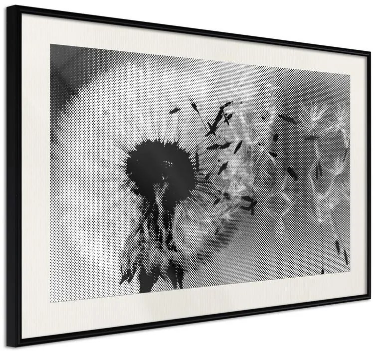 Poster  Dandelion in the Wind  Cornice Quadri Cornice nera con pass-partout, Larghezza x Altezza Home decor 45x30