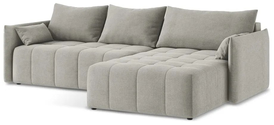 Divano angolare grigio chiaro allungabile/con contenitore (con penisola a destra/con chaise lounge) Moku – Makamii