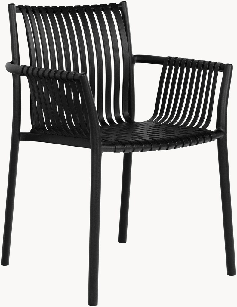 Set di 4 sedie impilabili da giardino in plastica con braccioli Tulsa