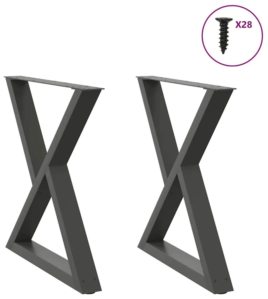 Gambe Per Tavolo Da Pranzo 2pz Antracite 70x(72-73,3)cm Acciaio /
