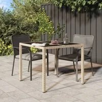 Tavolo Giardino 90x90x75 cm Vetro Temperato e Polyrattan Beige 316703