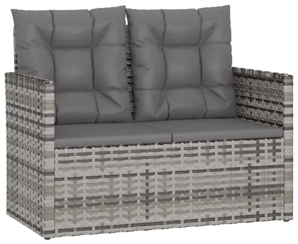 Set divani da esterno 4 pz con cuscini in polyrattan grigio
