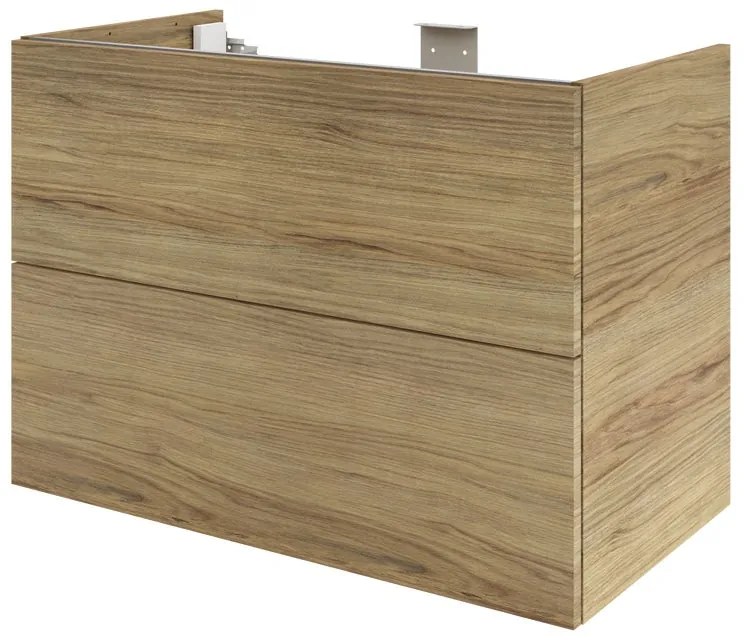 Mobile da bagno sospeso sotto lavabo L 90 x H 64 x P 48 cm rovere lucido, 2 cassetti SENSEA Neo