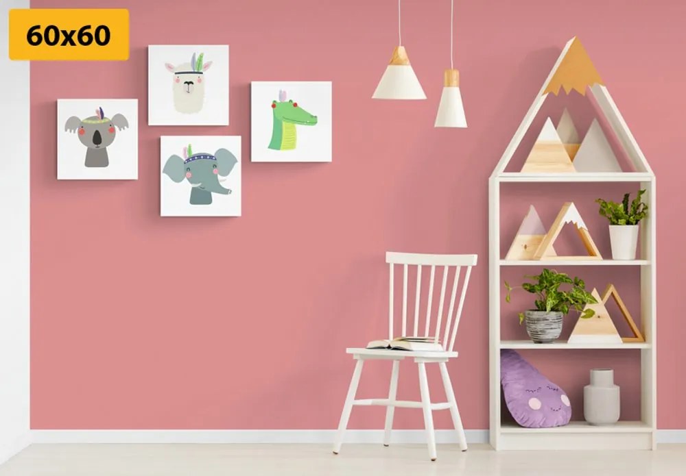 Set di quadri – Animali con piuma indiana