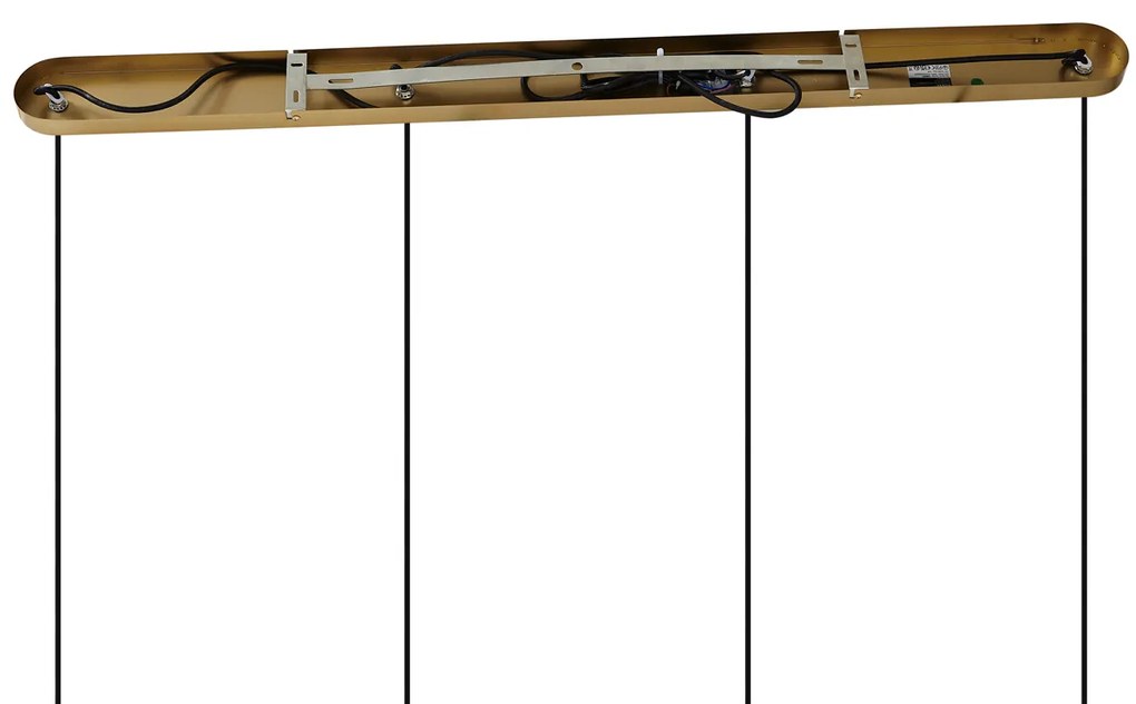 Lampada a sospensione bronzo con vetro fumé ambrato e verde rettangolare 4 luci - Bao