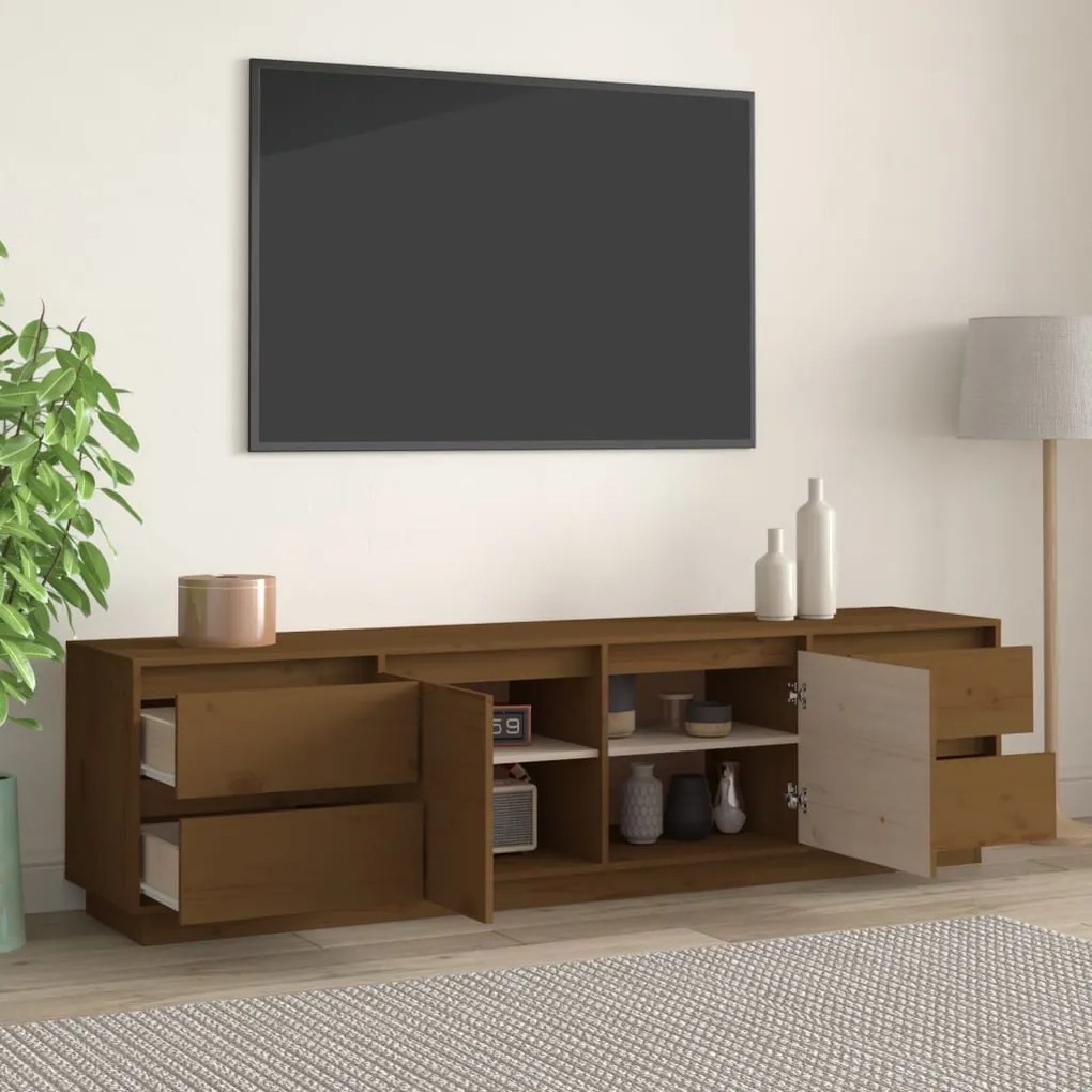 Mobile porta tv miele 176x37x47,5 cm in legno massello di pino