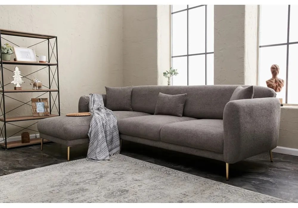 Divano angolare grigio (con penisola a sinistra/con chaise lounge) Simena – Balcab Home