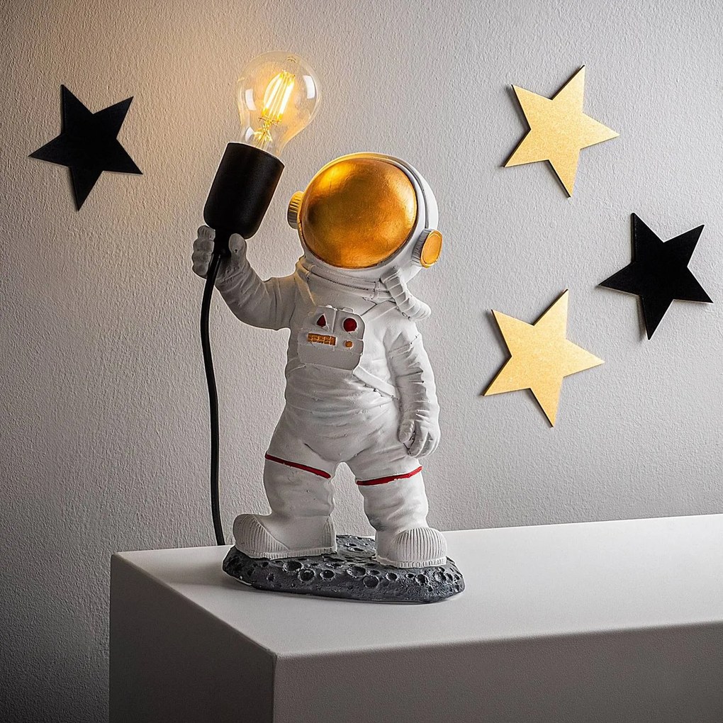 Opviq Lampada da tavolo Astronaut-1, bianca, poliestere, altezza 32 cm