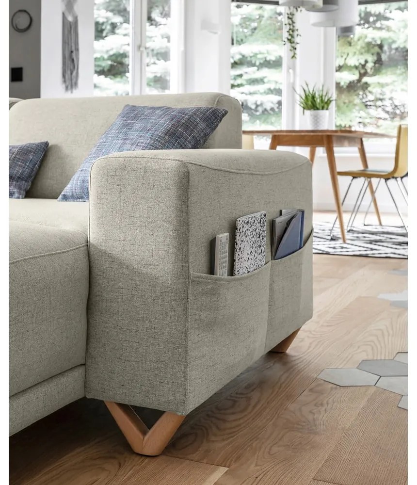 Divano angolare beige allungabile e con contenitore (penisola a sinistra/a U) Classy Sophie – Miuform