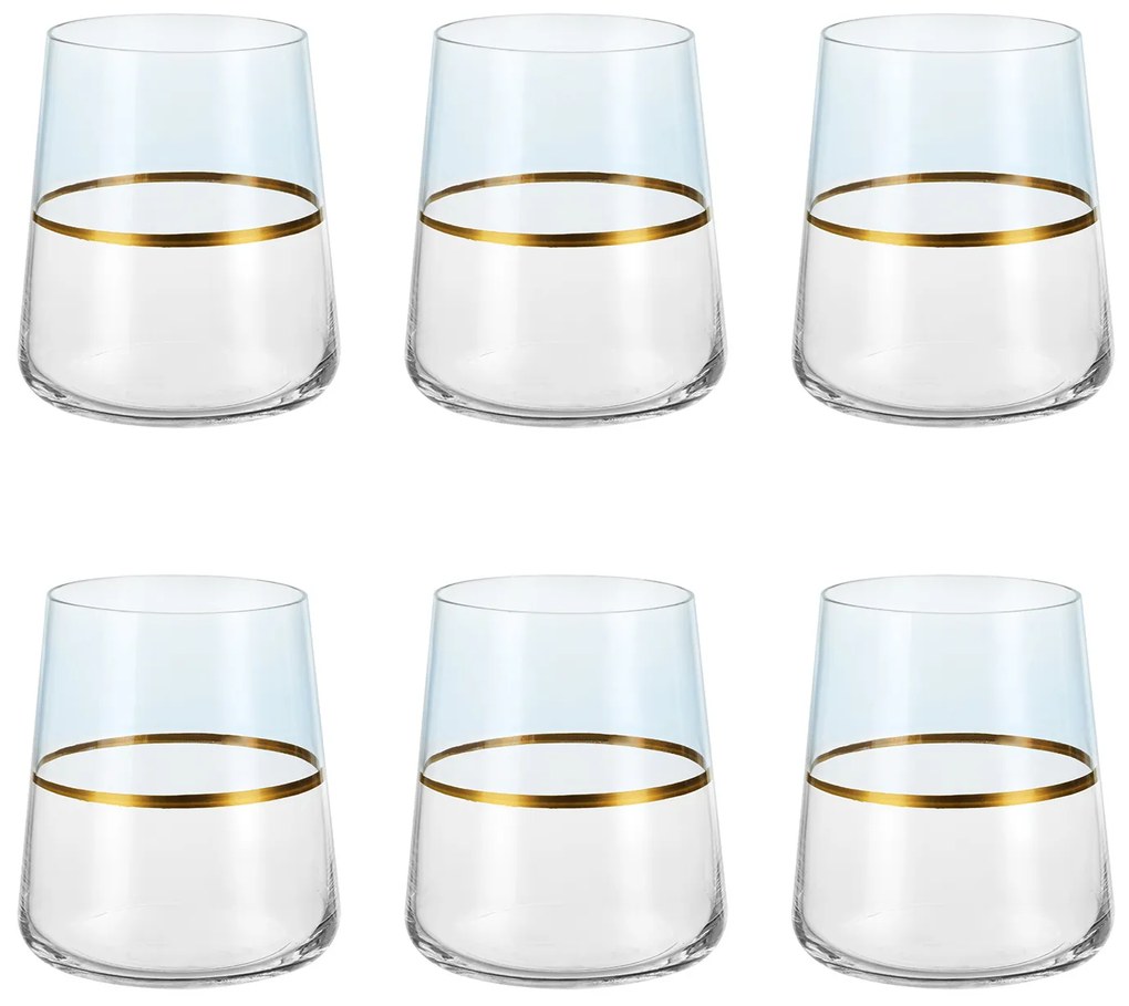 Set 6 bicchieri acqua 420 ml blu e oro Spectrum