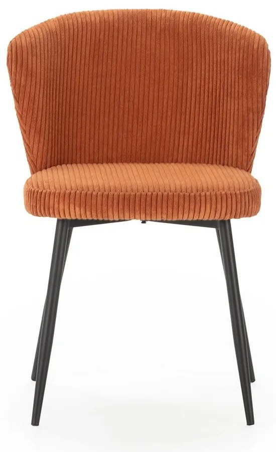 Set di 4 sedie da pranzo in velluto a coste arancione Megan - Marckeric