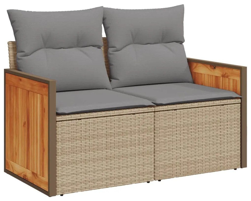 Set divani da giardino 14pz con cuscini in polyrattan beige