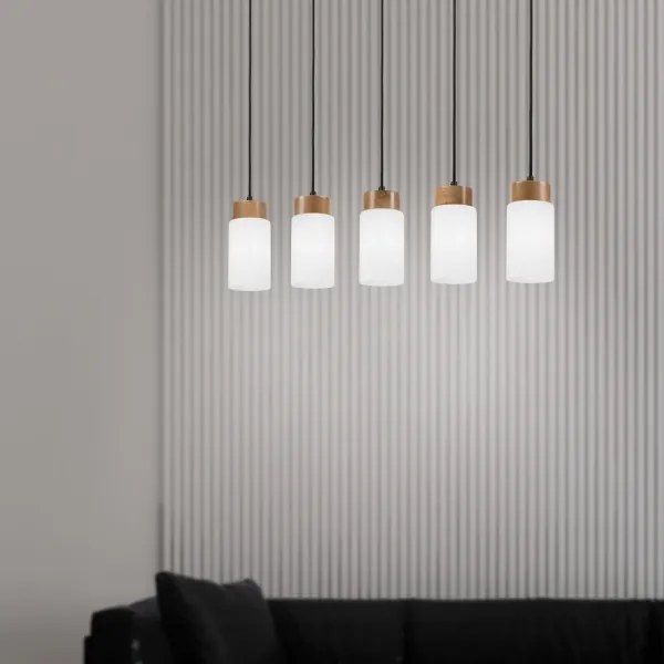 Lampadario a cavo MARKUS 5xE27/15W/230V nero/rovere