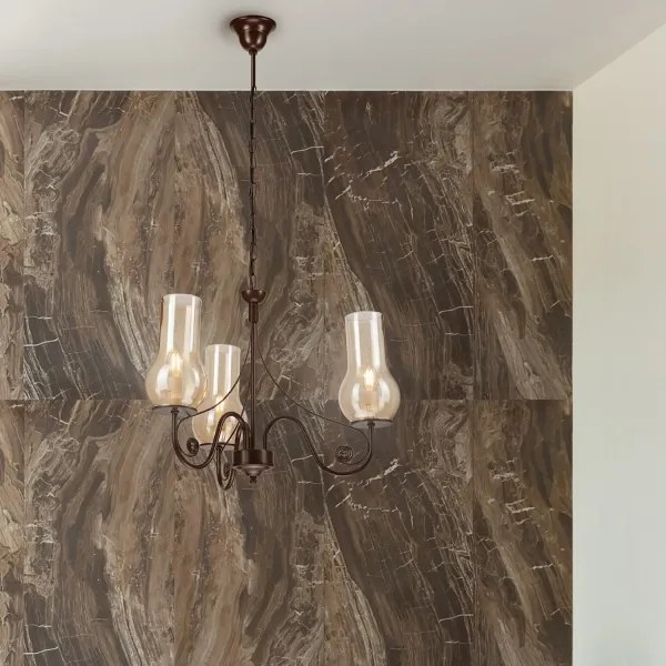 Brilagi - LED Lampadario a sospensione con catena COTTAGE 3xE14/40W/230V marrone