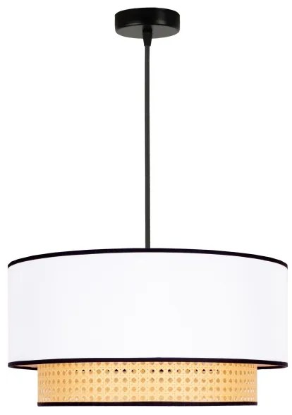 Duolla - Lampadario a sospensione con filo BOHO 1xE27/15W/230V diametro 45 cm bianco/rattan