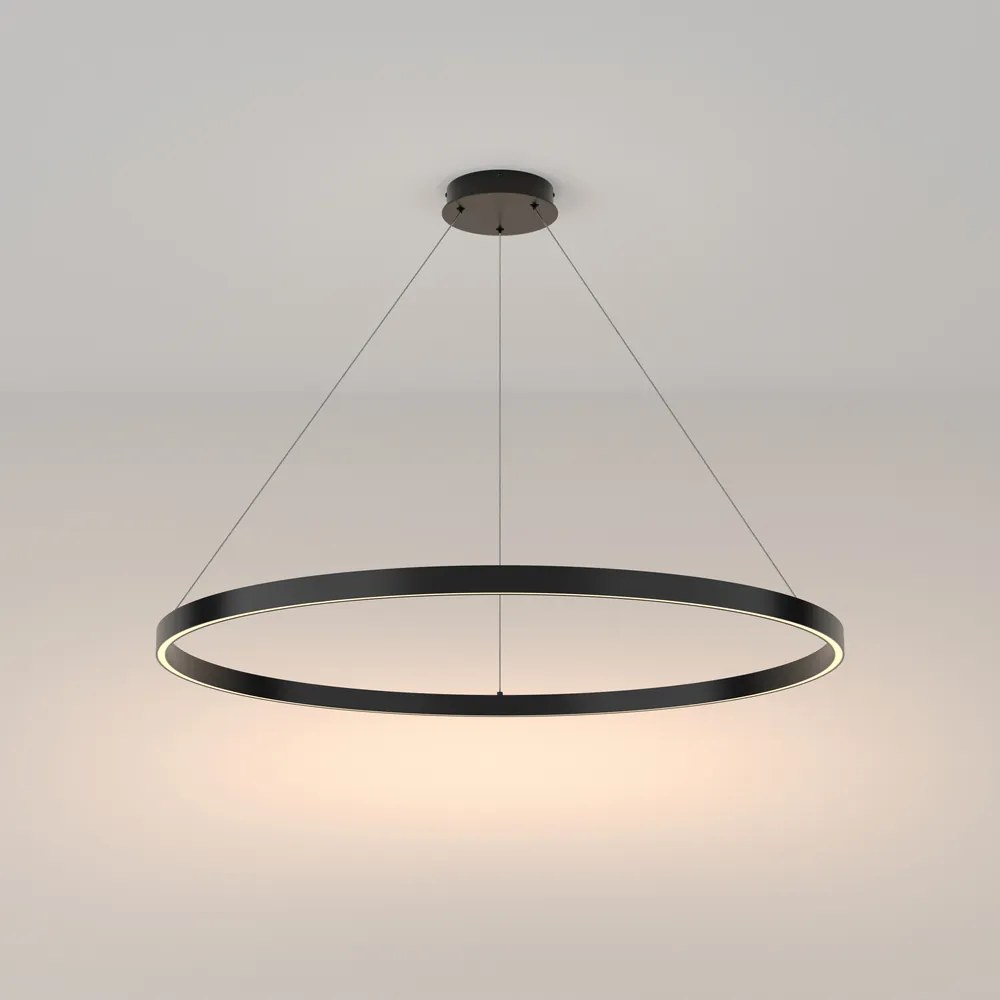 Lampadario A Sospensione Moderno Rim Alluminio Nero 1 Luce Led 61W