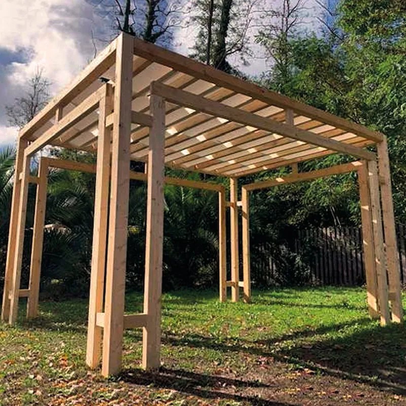 Pergola Sintesi in legno struttura naturale L 310 x P 410 x H 252 cm