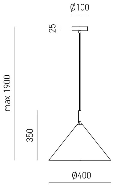 Sospensione Cono Grande D.40 Cm Barbie 1 Luce E27 Alluminio Rame Spazzolato