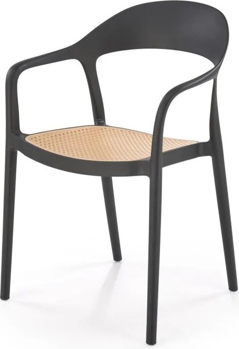 Sedia in plastica K530 in legno naturale/nero