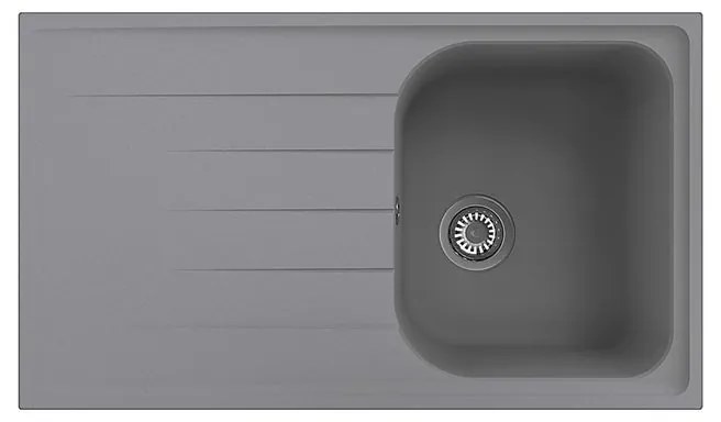 Lavello sopratop 1 vasca con gocciolatoio laterale destro o sinistro DELINIA Elba quarzo L 50 x L 86 cm grigio