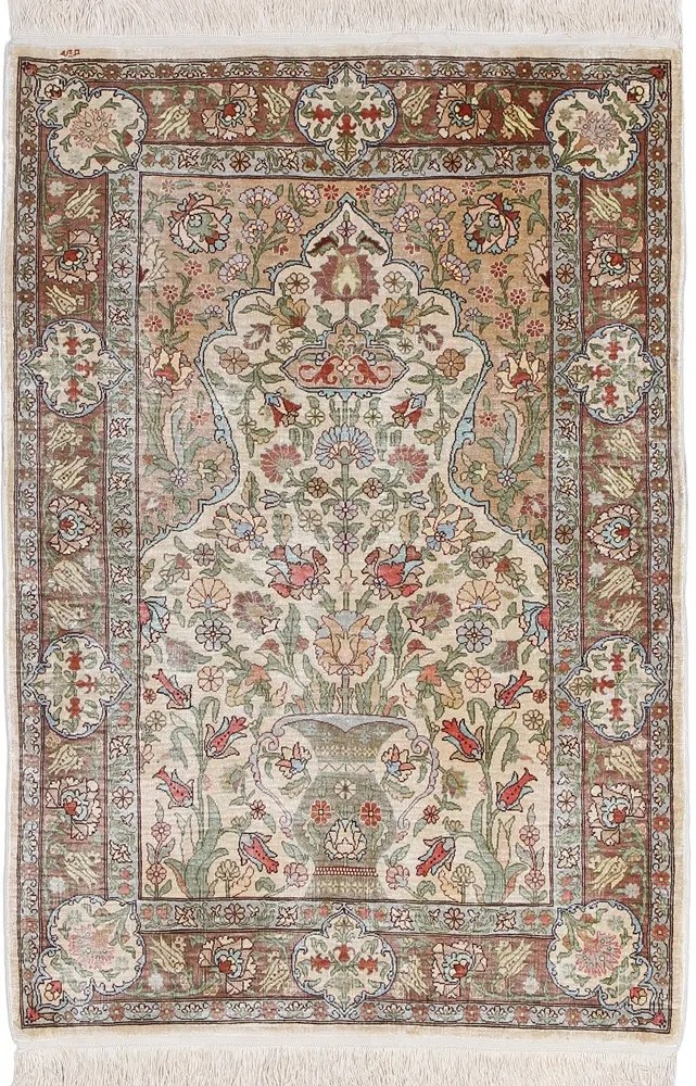 Hereke Tappeto 100x70 (Tacchino) Annodato A Mano