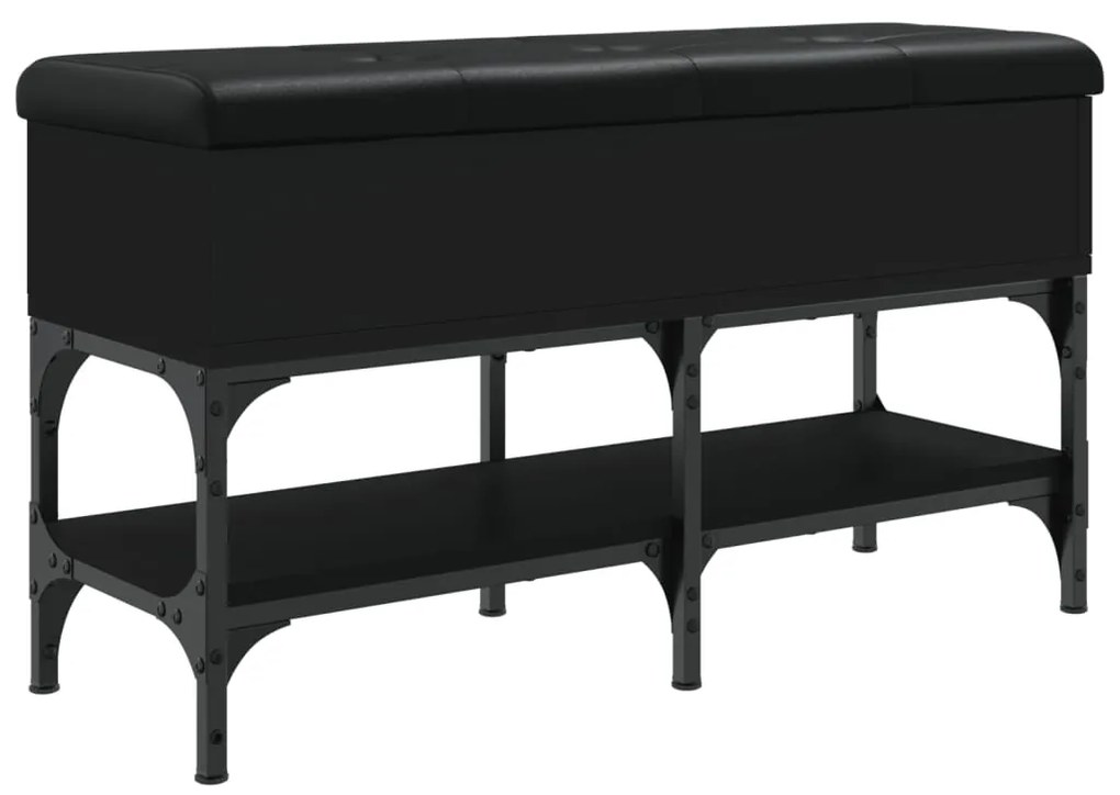 Panca portaoggetti nera 82x32x45 cm in legno multistrato