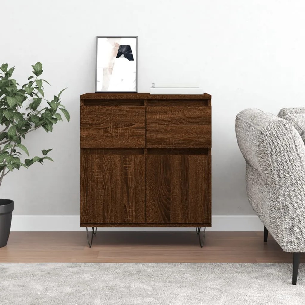 Credenza rovere marrone 60x35x70 cm in legno multistrato