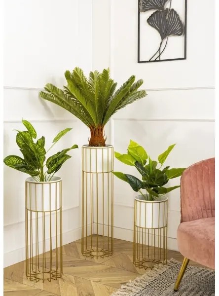 Vaso da fiori in metallo LOFT 70x20 cm oro/bianco