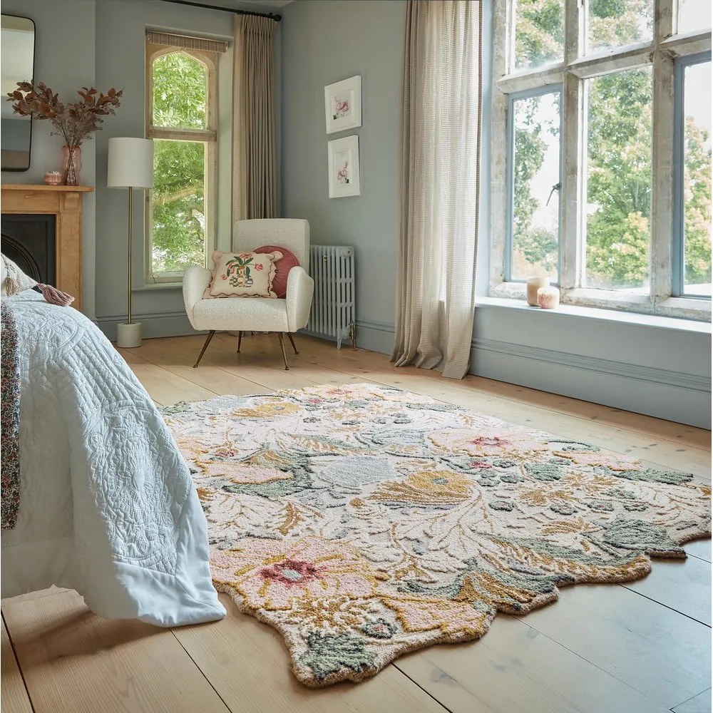 Tappeto in lana rosa chiaro tessuto a mano 160x230 cm Daphne Shaped Floral - Flair Rugs